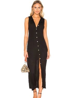 NWT Callahan Black Sleeveless Button-Front Maxi Dress